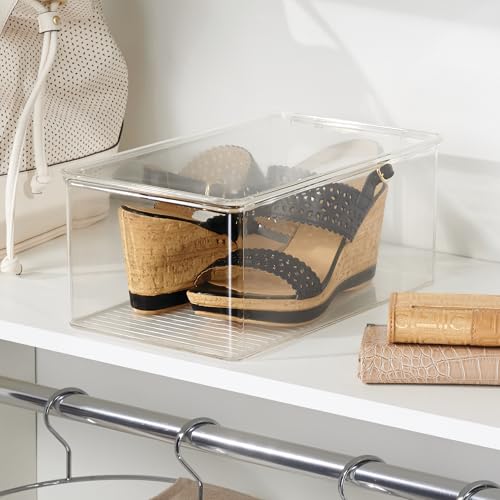 iDesign Stackable Shoe Box - Plastic Shoe Box with Hinged-Lid - Clear - Made in USA - style: Pack of 1