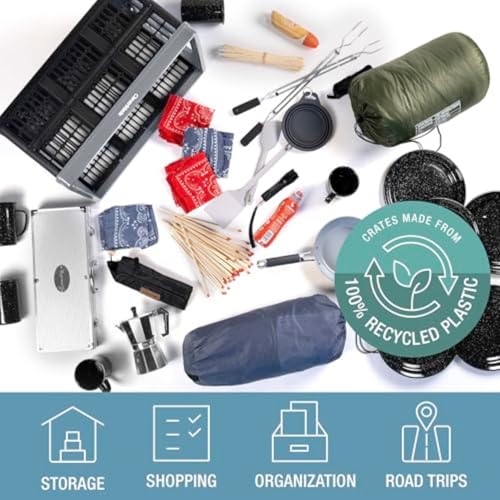 CleverMade Collapsible Utility Crates, Ocean, 3 Pack, 45L/11 Gal, 66 lbs Capacity, Stackable Containers, Heavy Duty, Space-Saving Baskets,Polypropylene (PP) - color: Ocean, size: 45L - 3 Pack