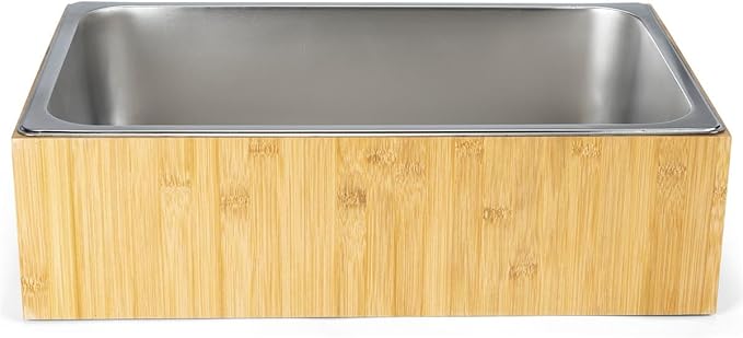 Displays2go 21" x 6.5" Ice Housing Tray, Bamboo