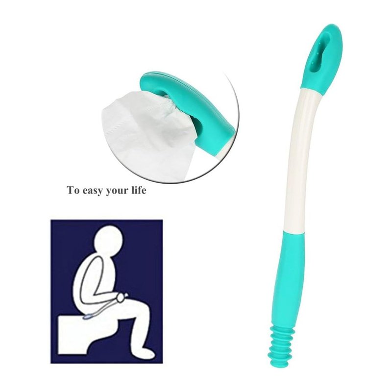VBQFDPH Long Handle Bottom Wiper, Toilet Aids Tool, Extends Reach Over 15 Inches, Grips Toilet Paper or Wipes