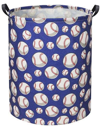 Baseball Kids Laundry Hamper, Large, Cotton & Linen, Waterproof PE Coating, Collapsible, Multi-purpose, Dinosaur Pattern - color: Baseball