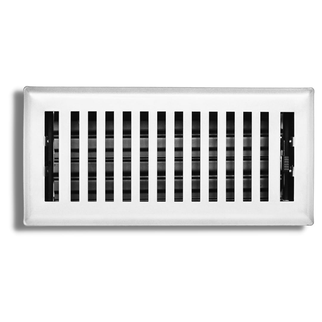Sierra Grates 4" x 10" Contemporary Design Steel Floor Register in Glacier White Finish for Floor l- Decorative Air Vent Covers- Floor Register 4” x 10”