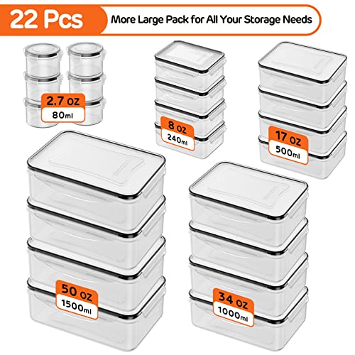 JSCARES 44 PCS Food Storage Container with Lid (22 Lids & 22 Containers) - Leakproof Meal-Prep Containers for Kitchen Storage Reusable Plastic Microwave/Dishwasher Safe with Labels & Pen - color: 5-22 Pack