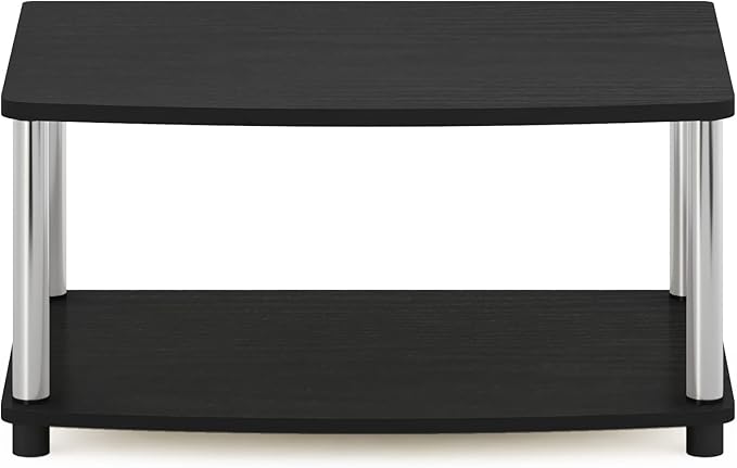 Furinno Turn-N-Tube No Tools 2-Tier Elevated TV Stand, Stainless Steel Tubes, Americano/Chrome, 13191AMSS