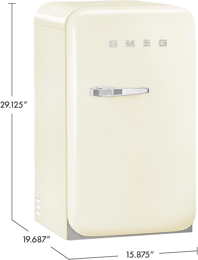 Smeg FAB5 Retro Mini Fridge – 50s Style Compact Small Refrigerator, 1.2 cu ft, Automatic Defrost, LED Lighting, Adjustable Shelves– Made in Italy – Perfect for Home, Dorm, Office, Hotel -White
