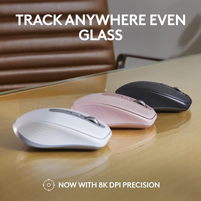 Logitech MX Anywhere 3S Compact Wireless Mouse, Fast Scrolling, 8K DPI Any-Surface Tracking, Quiet Clicks, Programmable Buttons, USB C, Bluetooth, Windows PC, Linux, Chrome, Mac - Black (Renewed)