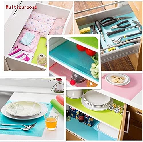 15PCS Shelf Mats Refrigerator Liners Washable Refrigerator Pads Fridge Mats Drawer Placemats Home Kitchen Gadgets Accessories Organization for Top Freezer(5green+5pink+5blue)