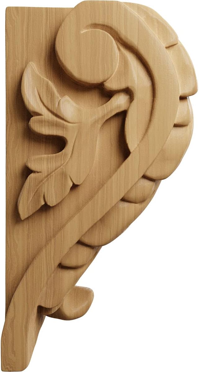 Ekena Millwork CORW05X04X07BACH Extra Large Acanthus Leaf Block Wood Corbels, 4 1/2"W x 3 3/4"D x 7"H, Cherry