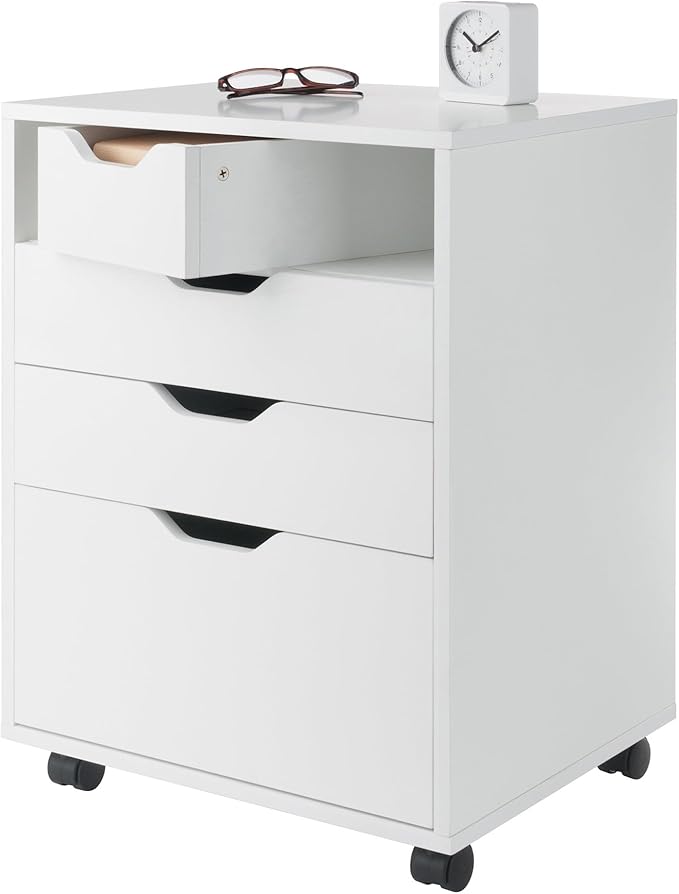 Winsome Halifax Bins & Drawers Mobile Cabinet, for Home Office, White