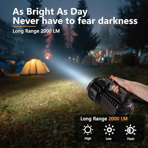 VAVOFO 2000LM Rechargeable LED Lantern, Camping Essentials Flashlight,Stepless Dimming, 10000mAh Power Bank, IP66 Waterproof, Long Running Spot Light for Hurricane, Power Outages, Hiking