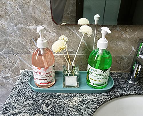 Simple Style Ceramic Sink Tray - Bathroom and Kitchen Cosmetics Dish, Candle and Perfume Tray (Blue) - color: Blue