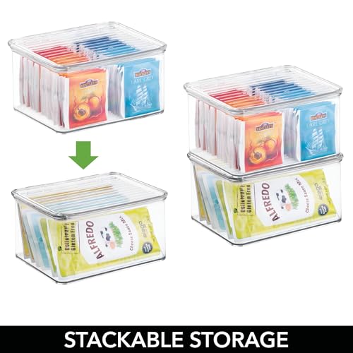 iDesign Plastic Stackable Hinged-Lid Pantry or Kitchen Storage Box - Set of 3 - Clear - style: Pack of 3