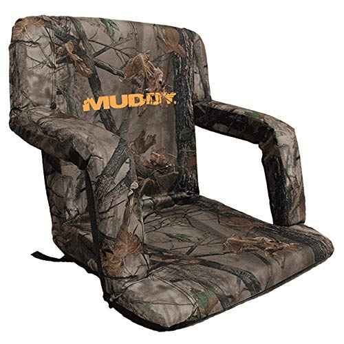 MUDDY Deluxe Stadium Bucket Chair - Rugged Durable Portable Versatile Outdoor Hunting Seat with Built-in Armrests & Cushioned Bench Seat with Padded Backrest | Attaches to 5 / 6 Gallon Bucket