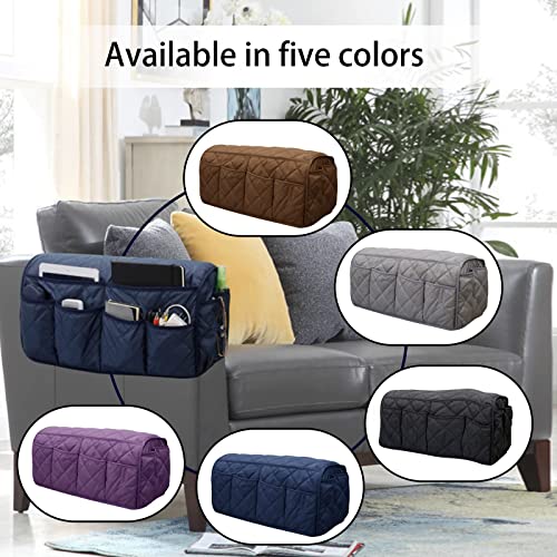 Armchair Caddy,Non Slip Sofa Armrest Organizer, Couch Armrest Remote Control Holder,Waterproof Recliner Arm Caddy with 14 Pockets for Cell Phone TV Remote Control - color: Black