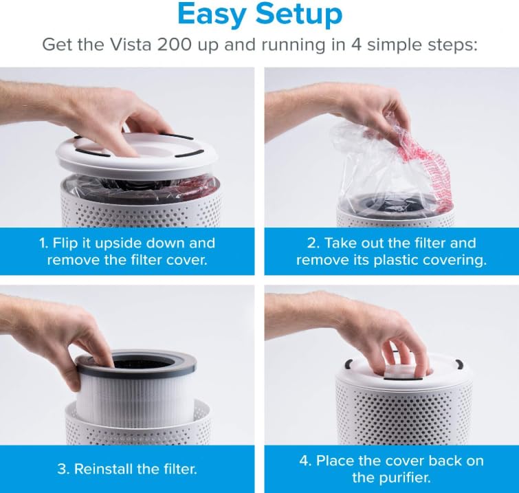 LEVOIT Vista 200 Air Purifier Replacement Filter, Genuine Air Filters, High-Efficiency Activated Carbon for Removal of Smoke, Odor, Allergens, Pollen, Vista 200-RF, 1 Pack, Black