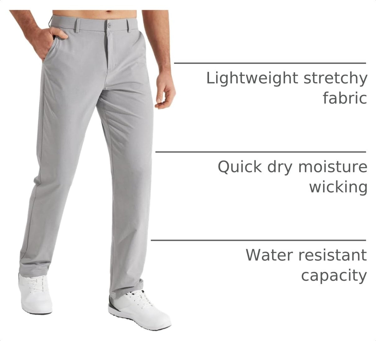Libin Men's Work Pants 34" Comfy Golf Clothing Light Grey 44W x 34L