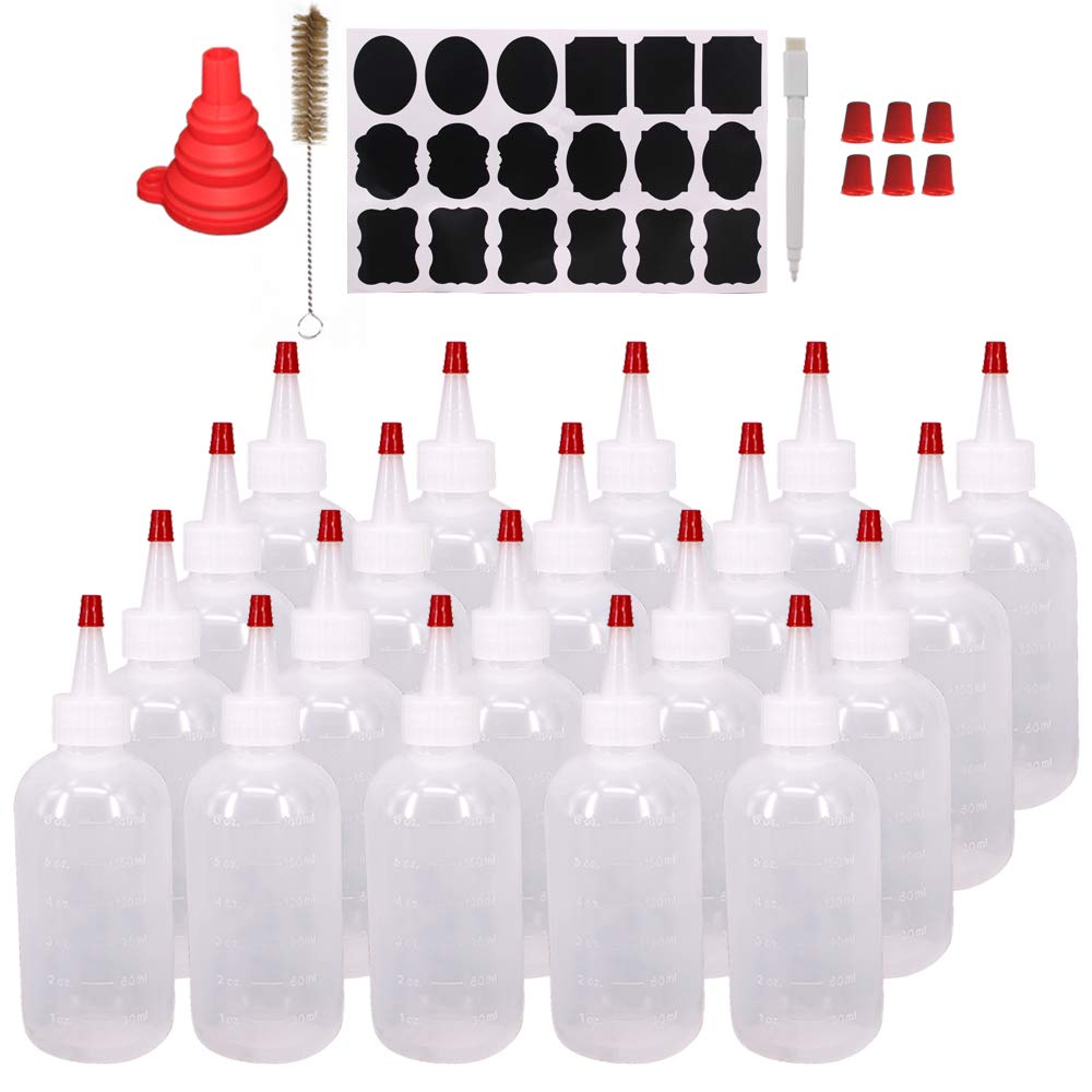 Belinlen 24 Pack 1-Ounce Plastic Squeeze Bottles with Measurement