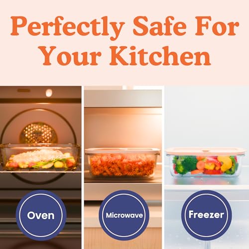 Ziruma Non-Toxic 4 Pack - Glass Food Storage Containers With Lids – Plastic Free, Airtight Meal Prep Containers, Multi-Size (12, 21, 35, 50 Oz), Microwave & Freezer Safe - size: Multi-Size