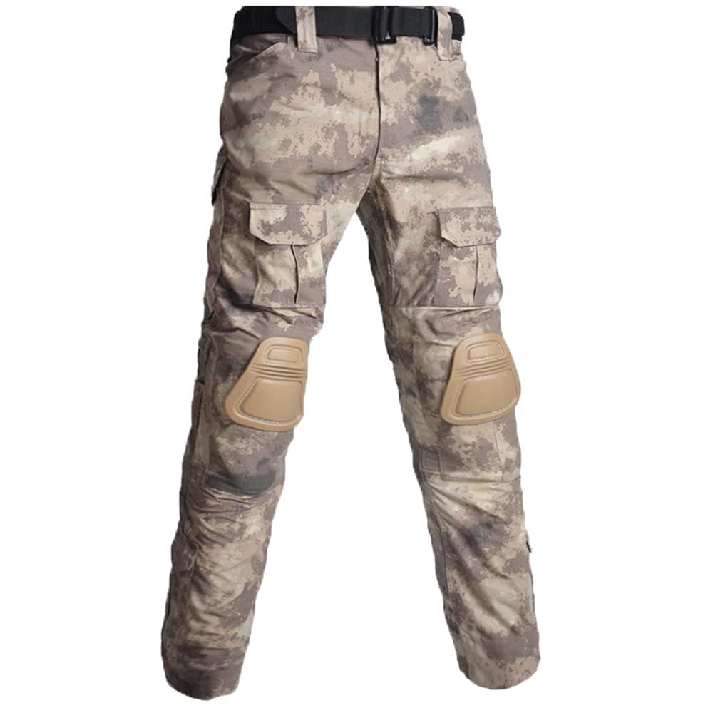 Dumajo Men's Tactical Military Pants Slim Fit Airsoft Combat Pant with Knee Pads-Grey,Size 34