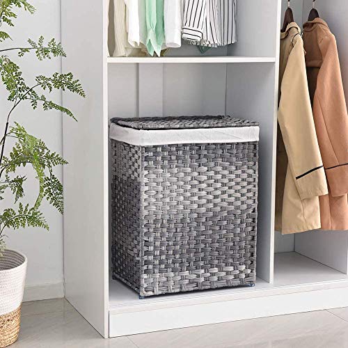 Mxfurhawa Slim Laundry Basket on Wheels, Heavy Duty Cotton Liner Laundry Storage Hamper with Handles, Collapsible Clothes Wire Basket Organizer Laundry Bag (2PCS-02A) - color: 2PCS-02A