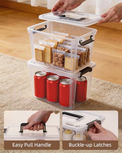 Citylife 6 Packs 6 QT Plastic Storage Bins with Latching Lids Clear Storage Box with handle Stackable Storage Containers for Organizing Snacks, Crafts, Toys, Tools - size: 6 Packs (10.31"L x 8.42" W x 6.1"H)