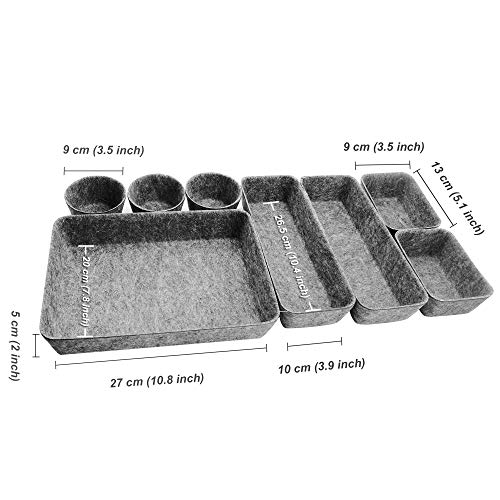 8pcs Drawer Organizers, Separators, Storage Box,Felt Storage Bins Inserts Tool Containers Toy Basket Shelf Cubes Foldable Drawer Dividers Desk Organisers - Grey