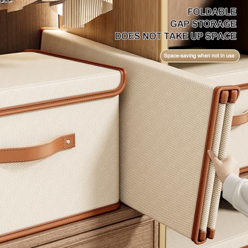 Oxford Fabric Storage Bins with Attached Lid - Large Clothes Organizer (44x30x29cm), Breathable Collapsible Closet Bins for Clothing, Seasonal & Dorm Organization, Beige - size: 1PCS