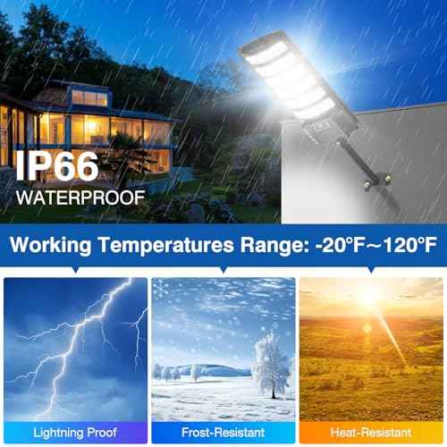 Solar Street Lights Outdoor Waterproof,50000LM 320¡Æ Angle Solar Light,5730LED Parking Light with Motion Sensor and Remote Control for Outdoor, Streets, Courtyards,Parking Garages,-2Pack