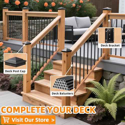 6-Pack Aluminium Pyramid Post Caps for 6" x 6" (Actual 5.5" x 5.5") Wood Post Cedar Fence Deck Corridors Mailbox Posts End, Waterproof Fence Post Cap Cover with Screws, Black