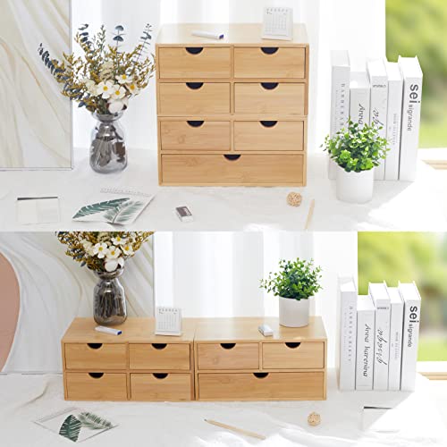 Charmewooden Bamboo Desk Organizer With Drawers Countertop Drawers Counter Storage Box Corner Desk Organizer for Home Office No Assembly Required (4 Drawers) - style: 4 Drawers