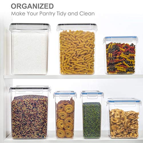 PANTRYSTAR Medium Food Storage Containers with Lids Airtight 3.6L /121.7Oz, for Flour, Sugar, Baking Supply, 3PCS BPA Free Plastic Canisters for Kitchen Pantry Organization - size: 3.6 L