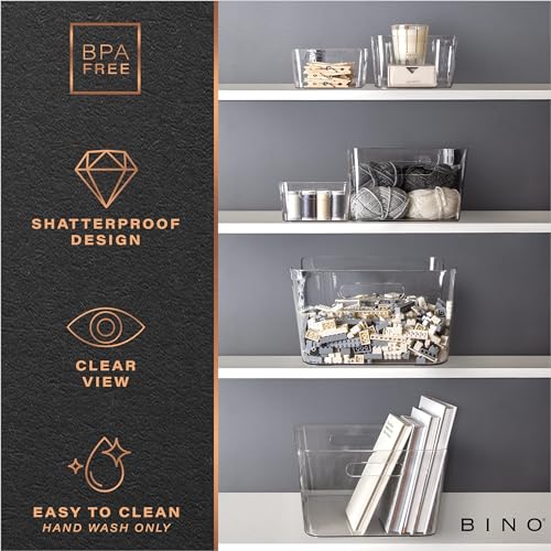 BINO | Plastic Organizer Bins, X-Small - 4 Pack | THE SOHO COLLECTION | Multi-Use Organizer Bins | Pantry & Freezer Bin | Plastic Storage Containers | Bin for Home & Kitchen Org - size: X-Small