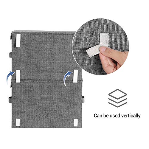 SONGMICS Stackable Storage Bins Set of 2, Storage Boxes with Lids and Front Windows, Non-Woven Fabric Closet Organizers with Magnetic Closures, Side Handles, Dark Gray URPLB02G - color: Dark Gray