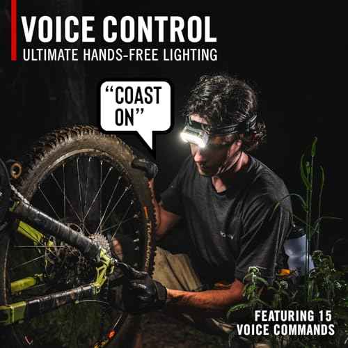 Coast RL35R Voice-Controlled 1100 Lumen Rechargeable LED Headlamp with ARC280¢â Lighting, 4 Color Modes, Rear-Facing Safety Signal, Variable Light Control and USB-C Charge Port