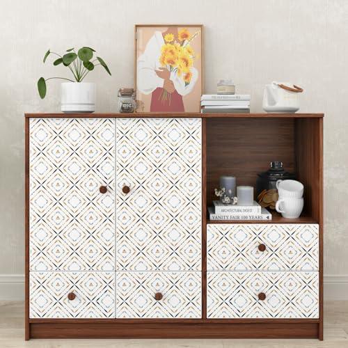 Kitchen Backsplash Geometric Wallpaper Diamond Self Adhesive Contact Paper for Countertops Vinyl White/Black/Gold Modern Accent Wall Paper Bathroom Living Room Walls Shelf Liner Cabinet