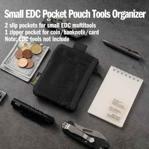 VIPERADE VE28 6-in-1 EDC Pouch, 500D Compact EDC Pocket Organizer, Molle Extension Tool Storage Bag, Small Coin Purse/Card Holder/Swiss Army Knife Pocket Pouch (Black)