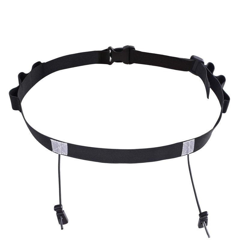 Azarxis Adjustable Elastic Triathlon Belt Marathon Running Sports Bib Number Holder with 6 Energy Gel Loops - Stretch Fit & Comfortable (Black)