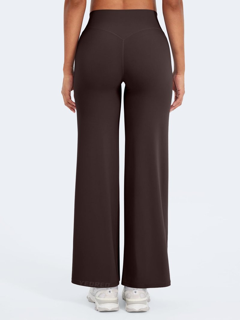 YEOREO Workout Leggings Womens No Front Seam Straight Leggings 29" High Waist Buttery Eddiy Gym Yoga Pants Dark Brown S