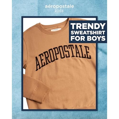AEROPOSTALE Boys Sweatshirt - Soft Fleece Long Sleeve Pullover Crewneck Sweatshirt for Boys - Trendy Graphic Kids Sweatshirts