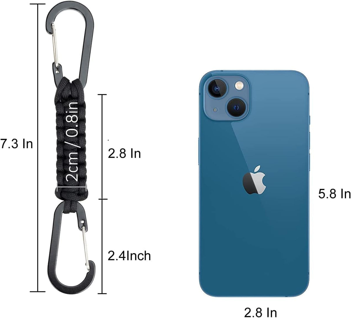 BRAVESHINE Carabiner Keychain Hook with Paracord Strap - 1 Purple 1 Orange D Ring Key Clips Para Cord Lanyard Hanger Stroller Hooks for Water Bottle, Belt Loop Keys, Backpacks, Boys, Girls, Men, Women