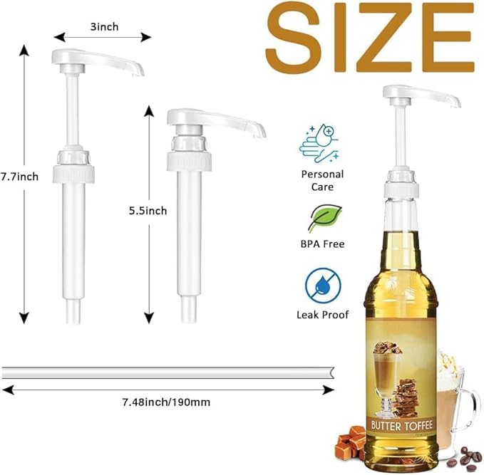25 Pcs White Syrup Pump Dispenser, Compatible with 25.4 Oz/750ml Bottles, Great for Home & Coffee Bar Drinking Mixes, Tea, Beverage, Cocktails, Plus Spoons