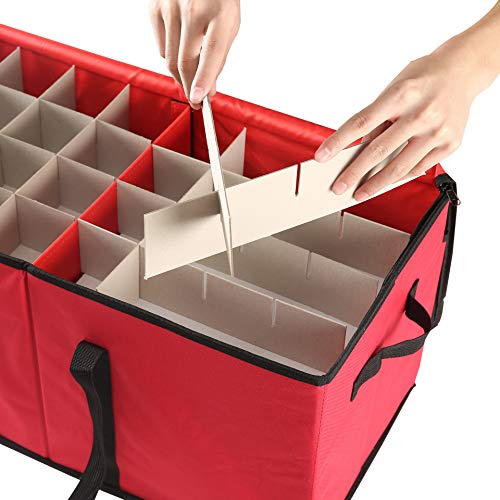Sattiyrch Christmas Ornament Storage Box,Box Contributes Slots for 128 Holiday Ornaments 3-Inch - size: 128 pcs-3in without Trays
