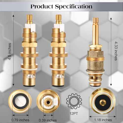 Dreyoo Ceramic Disc Cartridge Replacement for 910-030, Diverter Stem Replacement for 910-022, Shower Valve Faucet Cartridge Compatible with Price/Pfister, Hot Cold Diverter, Brass Construction