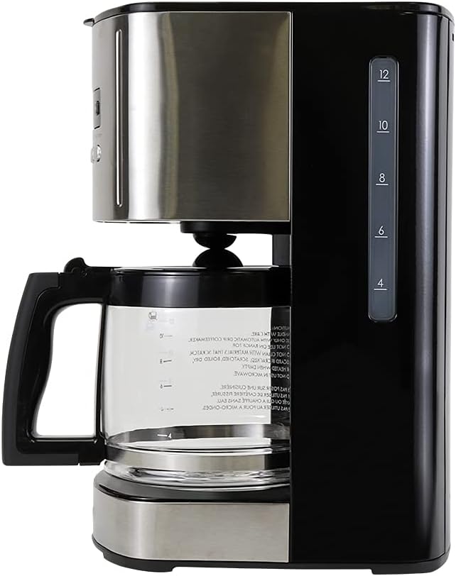Kenmore Coffee Maker 12 cup Drip Coffee Machine Reusable Filter Programmable Timer Digital Display Aroma Control Glass Carafe Charcoal Water Filter Regular Bold Stainless Steel and Black