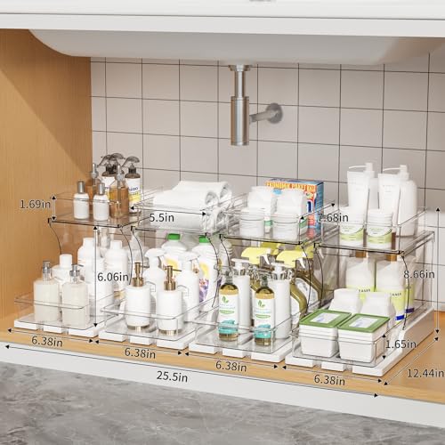 Jsyrjing Pull Out 2 Tier Organizer for Kitchen Bathroom and Cabinet Storage Rotating Pantry Rack Under Sink Organizer Clear and Durable Design 1 Pack - size: 1 Pack