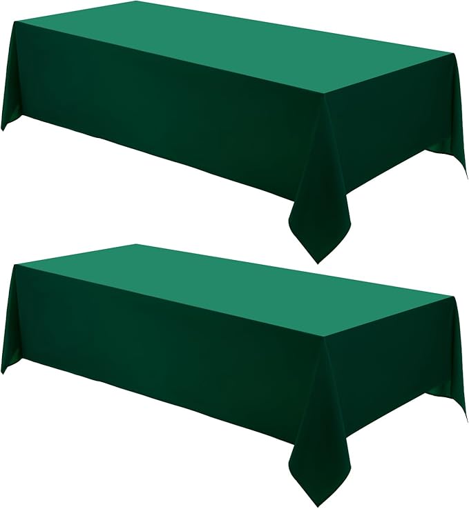 Rectangle Tablecloths 60x120 Inch 2 Pack Dark Green Tablecloth for 6ft Washable Decorative Linen Polyester Table Cloths for 8ft Dining Table Banquets Buffet Parties and Wedding
