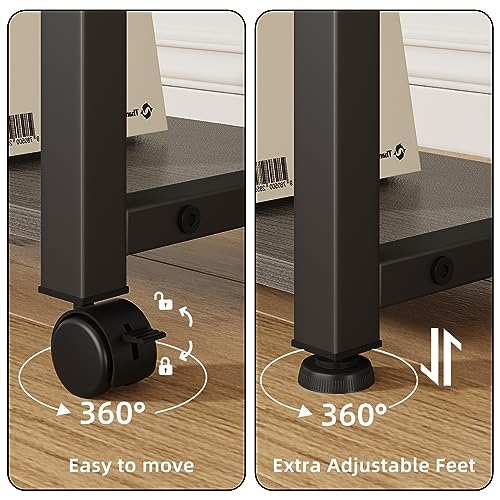 YAOHUOO 22"x15" Large Printer Stand with Drawer and-side Bag, Adjustable 3-Tier Printer Cart for Home Office, Rolling Printer Stand Fit Heat Press/Laser/3D Printer (Grey) - color: Gray, size: 3-Tier