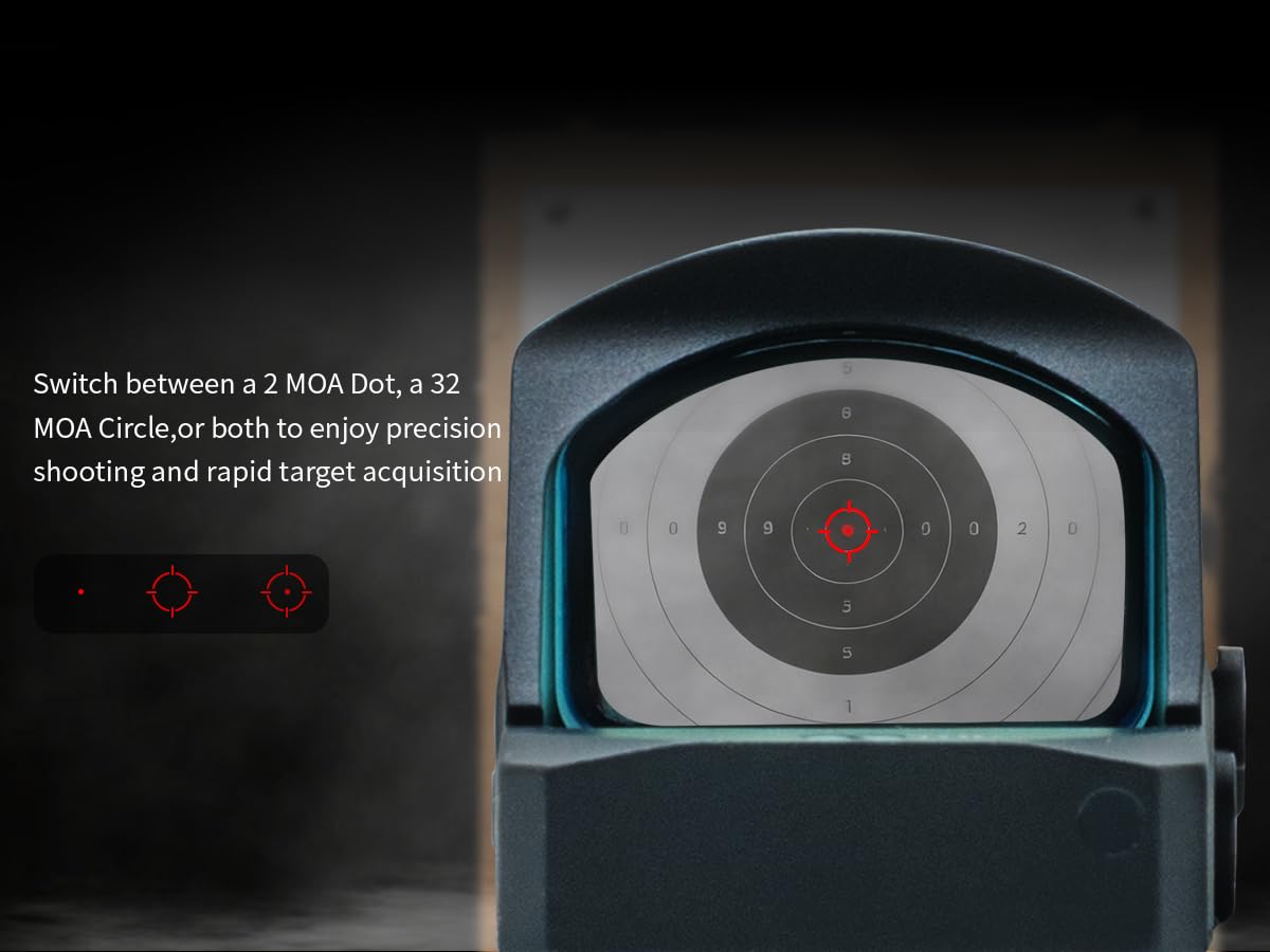 VINTCON Sirius Micro Reflex Red Dot Sight, Multi-Reticle 3 MOA Dot 33 MOA Circle, Shake Awake, Parallax-Free Waterproof Shockproof, for RMR Footprint