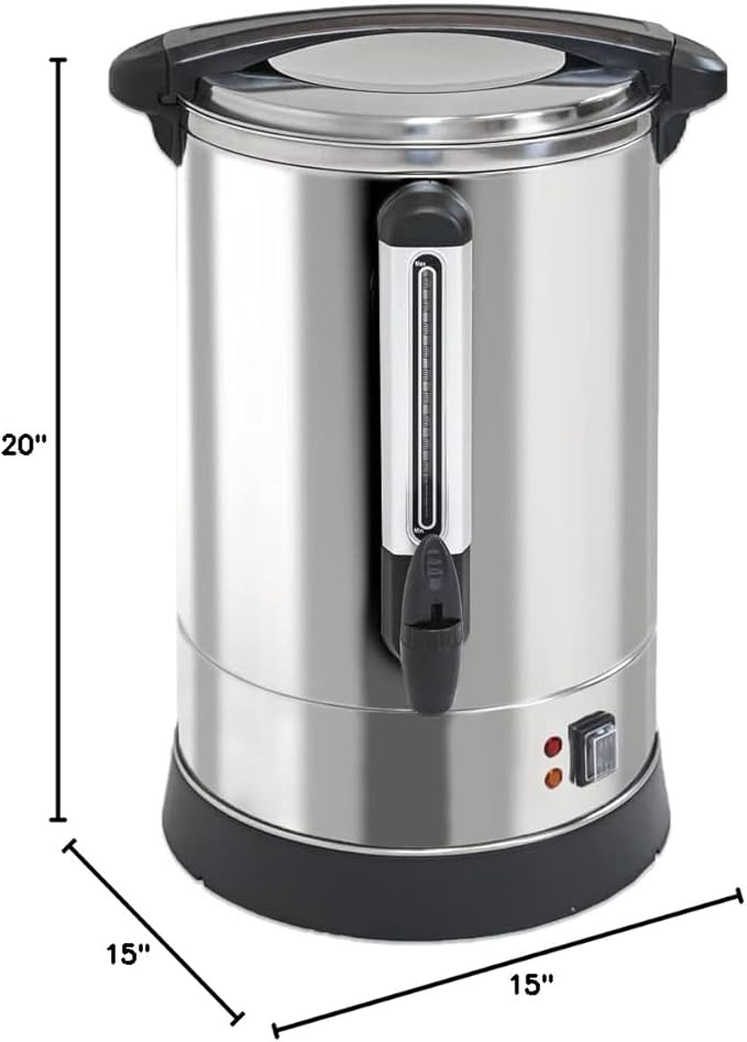 PartyHut 100-Cup XL Commercial Coffee Urn | Stainless Steel Coffee Maker Hot Beverage Dispenser for Catering & Events | Extra Large Commercial Size Coffee Brewer Broiler