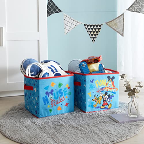 Nickelodeon Baby Shark Set of Two Spacious Collpasible Storage Cubes, 10"x10" - color: Mickey Mouse / Blue